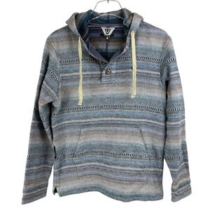 VISSLA SEGRADO Woven Striped Baja Hoodie Pullover MEN SMALL BEACH SURF BLANKET